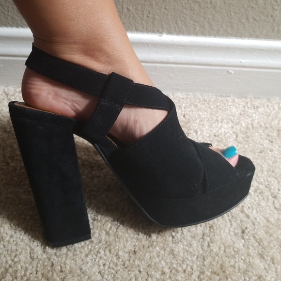 Gianni Bini Shoes - Gianni Bini suede black block heels nwot